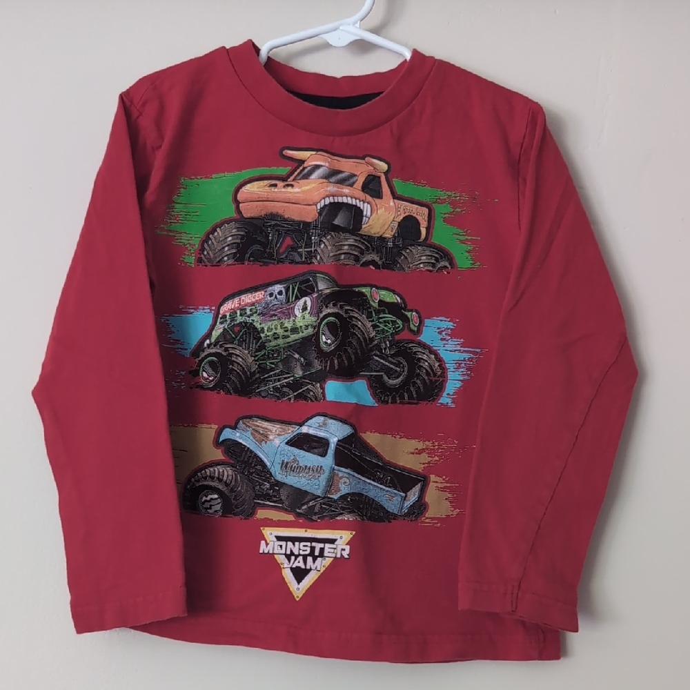 Monster Jam Red Long Sleeve T-shirt In Kids XS/S Youth Size 6